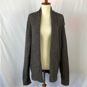All Saints Brown & Black Marled Open Front Ribbed Cardigan Sweater - Size Large